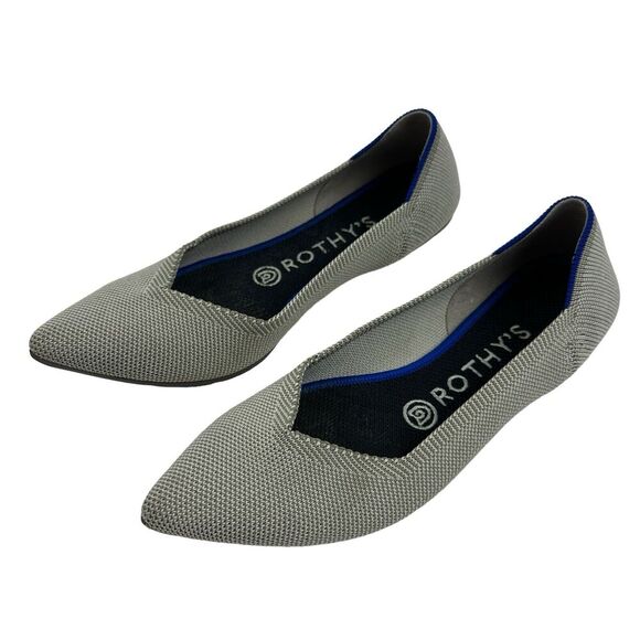 Rothy's The Point Knit Ballet Flats Recycled Materials 7 Pointed Toe Gray/Beige - Picture 1 of 11